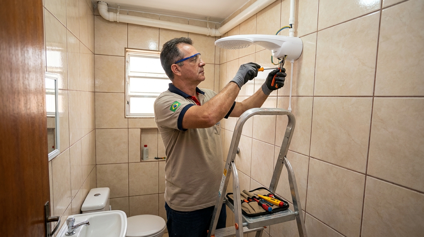 Substituição de Chuveiro Antigo em Santa Maria‑RS